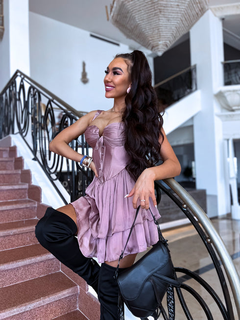Kleita ar korsetes augšdaļu "Cinderella" - veci rozā